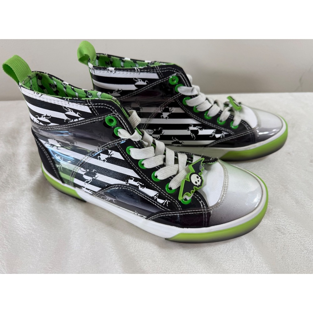 Beetlejuice High Top Sneakers Kids Size 9 Black Green Halloween Movie Goth Fun